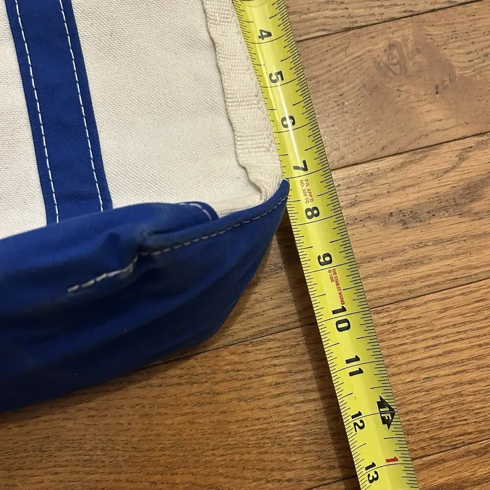Vintage Ll Bean Boat And Tote Canvas Shoulder Bag Small Blue Zip
